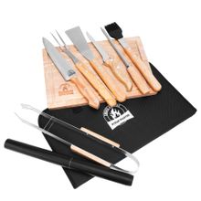 Kit Churrasco Facas Inox 10 Pecas Biscuitt Steak Master Cabo De Madeira Com Estojo 1